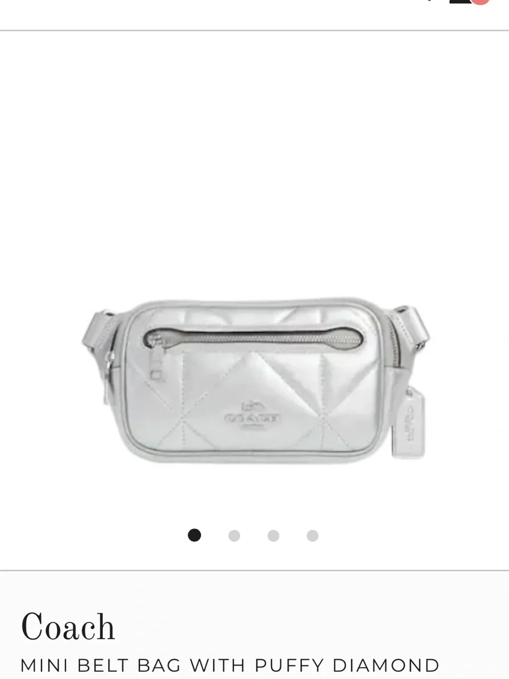 Coach Mini Puffy Diamond Belt Bag in Metallic Silver